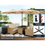 NNEDSZ Outdoor Umbrella Twin Umbrella Beach Stand Base Garden Sun Shade 4.57m