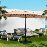 NNEDSZ Outdoor Umbrella Twin Umbrella Beach Stand Base Garden Sun Shade 4.57m