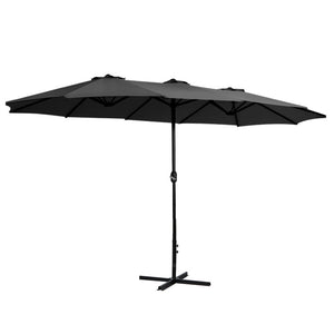 NNEDSZ Outdoor Umbrella Twin Umbrellas Beach Garden Stand Base Sun Shade 4.57m