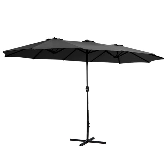 NNEDSZ Outdoor Umbrella Twin Umbrellas Beach Garden Stand Base Sun Shade 4.57m