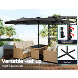 NNEDSZ Outdoor Umbrella Twin Umbrellas Beach Garden Stand Base Sun Shade 4.57m