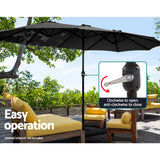 NNEDSZ Outdoor Umbrella Twin Umbrellas Beach Garden Stand Base Sun Shade 4.57m