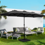 NNEDSZ Outdoor Umbrella Twin Umbrellas Beach Garden Stand Base Sun Shade 4.57m