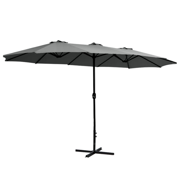 NNEDSZ Outdoor Umbrella Twin Umbrellas Beach Stand Garden Base Sun Patio 4.57m