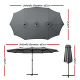 NNEDSZ Outdoor Umbrella Twin Umbrellas Beach Stand Garden Base Sun Patio 4.57m