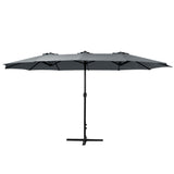 NNEDSZ Outdoor Umbrella Twin Umbrellas Beach Stand Garden Base Sun Patio 4.57m