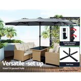 NNEDSZ Outdoor Umbrella Twin Umbrellas Beach Stand Garden Base Sun Patio 4.57m