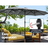 NNEDSZ Outdoor Umbrella Twin Umbrellas Beach Stand Garden Base Sun Patio 4.57m