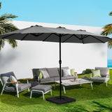 NNEDSZ Outdoor Umbrella Twin Umbrellas Beach Stand Garden Base Sun Patio 4.57m