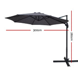 NNEDSZ 3M Roma Outdoor Furniture Garden Umbrella 360 Degree Charcoal
