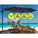NNEDSZ 3M Roma Outdoor Furniture Garden Umbrella 360 Degree Charcoal