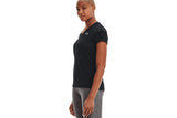 NNEKG Under Armour Womens Tech Short Sleeve V Neck Solid Tee (Black Metallic Silver Size S)