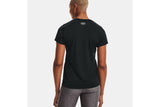 NNEKG Under Armour Womens Tech Short Sleeve V Neck Solid Tee (Black Metallic Silver Size S)