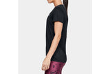 NNEKG Under Armour Womens Tech Short Sleeve V Neck Solid Tee (Black Metallic Silver Size S)