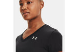 NNEKG Under Armour Womens Tech Short Sleeve V Neck Solid Tee (Black Metallic Silver Size S)