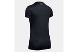 NNEKG Under Armour Womens Tech Short Sleeve V Neck Solid Tee (Black Metallic Silver Size S)