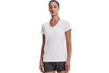NNEKG Under Armour Womens Tech Short Sleeve V Neck Solid Tee (White Metallic Silver Size XL)