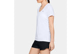 NNEKG Under Armour Womens Tech Short Sleeve V Neck Solid Tee (White Metallic Silver Size XL)