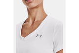 NNEKG Under Armour Womens Tech Short Sleeve V Neck Solid Tee (White Metallic Silver Size XL)