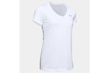 NNEKG Under Armour Womens Tech Short Sleeve V Neck Solid Tee (White Metallic Silver Size XL)