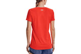 NNEKG Under Armour Womens Tech Short Sleeve V Neck Solid Tee (Phoenix Fire Metallic Silver Size S)