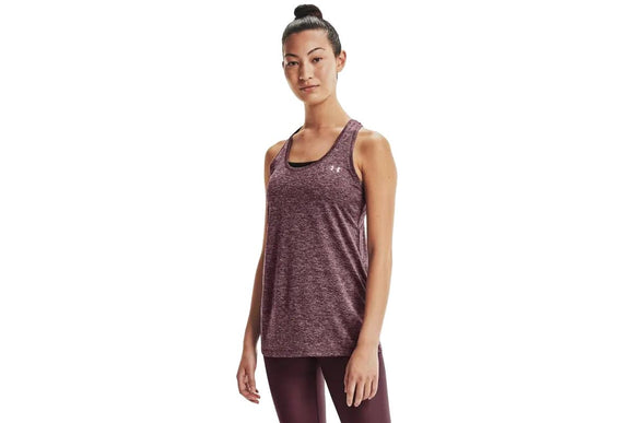 NNEKG Under Armour Womens Tech Twist Tank (Ash Plum Mauve Pink Metallic Silver Size XL)