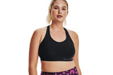 NNEKG Under Armour Womens Armour Mid Keyhole Bra (Black Black Metallic Silver Size L)