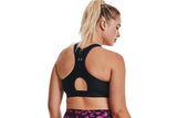NNEKG Under Armour Womens Armour Mid Keyhole Bra (Black Black Metallic Silver Size L)