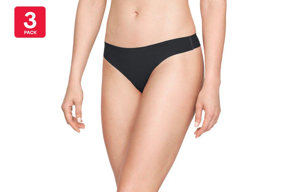 NNEKG Under Armour Womens Thong 3 Pack (Black Nude Dash Pink Size S)