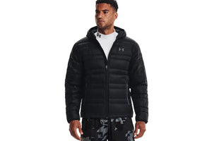 NNEKG Under Armour Mens Armour Down Hooded Jacket (Black Pitch Gray Size XL)