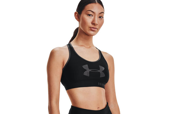 NNEKG Under Armour Womens Armour Mid Keyhole Graphic Bra (Black Jet Grey Jet Grey Size S)
