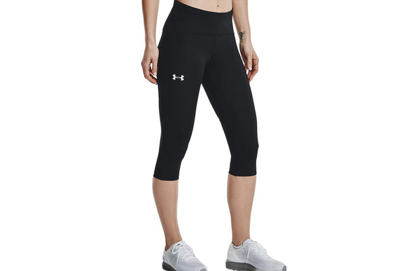 NNEKG Under Armour Womens Fly Fast Speed Capri Tights (Black Black Reflective Size XL)