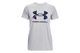NNEKG Under Armour Womens Live Sportstyle Graphic Short Sleeve Tee (Mod Grey Light Heather Midnight Navy Size XL)