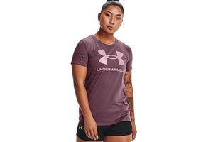 NNEKG Under Armour Womens Live Sportstyle Graphic Short Sleeve Tee (Ash Plum Mauve Pink Size S)