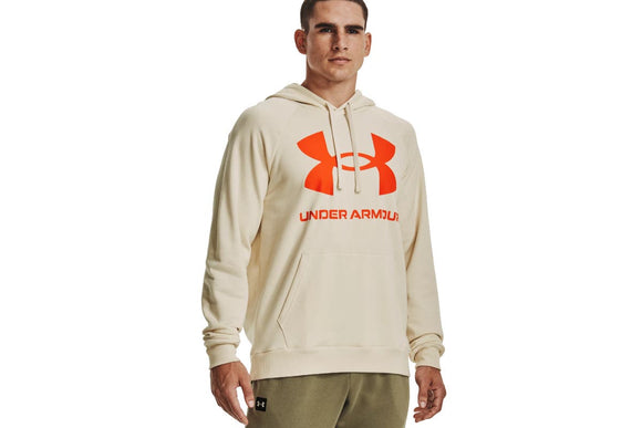 NNEKG Under Armour Mens Rival Fleece Big Logo Hoodie (Stone Team Orange Size M)