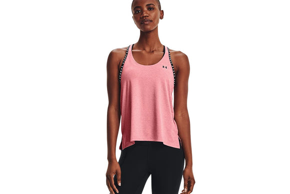 NNEKG Under Armour Womens Knockout Mesh Back Tank (Mauve Pink Light Heather Black Size S)