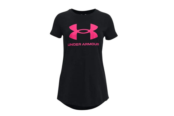NNEKG Under Armour Girls Live Sportstyle Graphic Short Sleeve Top (Black Electro Pink Size S)