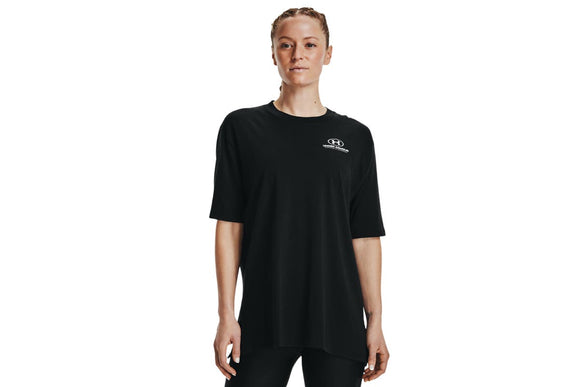 NNEKG Under Armour Womens Oversized Graphic Short Sleeve Tee (Black White Size S)