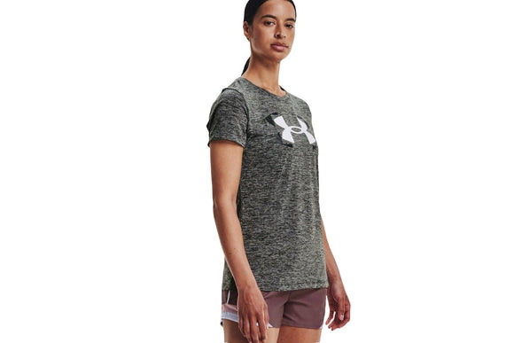 NNEKG Under Armour Womens Tech Twist Graphic Short Sleeve Tee (Jet Grey White Size S)