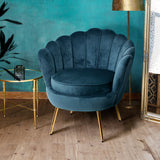 NNEDSZ Armchair Lounge Chair Accent Retro Armchairs Lounge Shell Velvet Navy