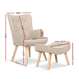 NNEDSZ Armchair Lounge Chair Fabric Sofa Accent Chairs and Ottoman Beige