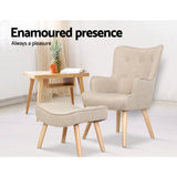 NNEDSZ Armchair Lounge Chair Fabric Sofa Accent Chairs and Ottoman Beige