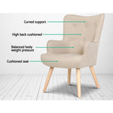 NNEDSZ Armchair Lounge Chair Fabric Sofa Accent Chairs and Ottoman Beige