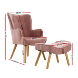 NNEDSZ Armchair Lounge Chair Ottoman Accent Armchairs Sofa Fabric Chairs Pink