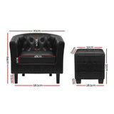 NNEDSZ Armchair Lounge Chair Ottoman Tub Accent Chairs PU Leather Sofa Armchairs Black