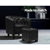 NNEDSZ Armchair Lounge Chair Ottoman Tub Accent Chairs PU Leather Sofa Armchairs Black