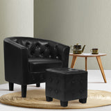 NNEDSZ Armchair Lounge Chair Ottoman Tub Accent Chairs PU Leather Sofa Armchairs Black