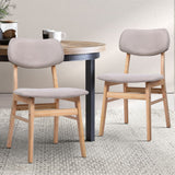NNEDSZ Set of 2 Dining Chairs Retro Replica Kitchen Cafe Wood Chair Fabric Pad Beige