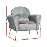 NNEDSZ Armchair Lounge Chair Accent Armchairs Chairs Sofa Grey Velvet Cushion