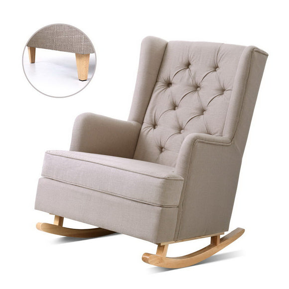 NNEDSZ Rocking Armchair Feedining Chair Fabric Armchairs Lounge Recliner Beige